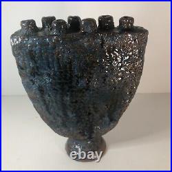 Glazed Ceramic Pottery Sea Blue Coral Reef Table Art. MSRP $699 One Of A Kind