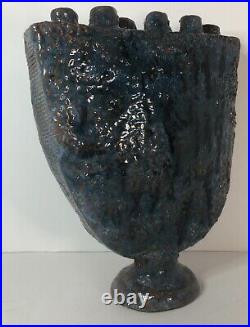 Glazed Ceramic Pottery Sea Blue Coral Reef Table Art. MSRP $699 One Of A Kind