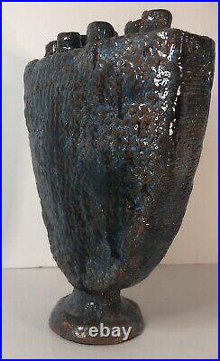 Glazed Ceramic Pottery Sea Blue Coral Reef Table Art. MSRP $699 One Of A Kind