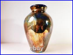 Golden raku vase, gold lustre raku, large raku vase, 2,5 liters