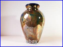 Golden raku vase, gold lustre raku, large raku vase, 2,5 liters
