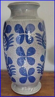 Göran Andersson Upsala-Ekeby Swedish MCM Art Pottery Ceramic Vase Blue on Gray