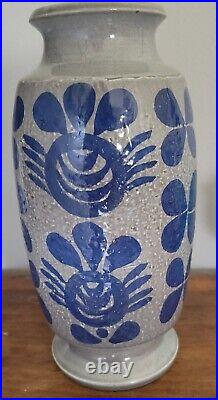 Göran Andersson Upsala-Ekeby Swedish MCM Art Pottery Ceramic Vase Blue on Gray