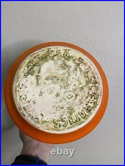 Gorgeous! Vintage Gainey Ceramics C6 Cylinder Pot Orange Speckle