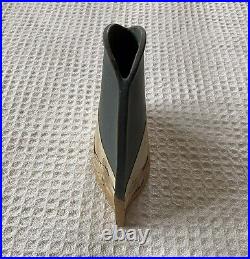Gorgeous signed RICK SCHLAG Art Pottery Blue Ceramic Vase Southwest Landscape