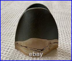 Gorgeous signed RICK SCHLAG Art Pottery Blue Ceramic Vase Southwest Landscape