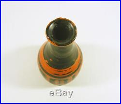 Gorka Livia, Black & Orange Striped Retro Vase 7.8, 1950's Art Pottery