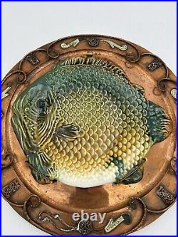 Granit Hungary Art Pottery Ceramic Fish On Copper Plate 14.25
