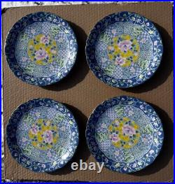 Gump's Botan Asst. Plates Blue Yellow Pink Multi-Color Flowers Lot of 12