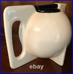 HTF Vintage Modernist Bauhaus Rare Design Black&White Art Pottery Ceramic Teapot