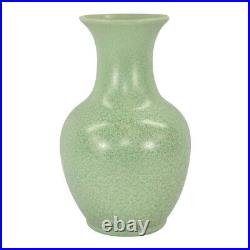 Haeger 1920s Vintage Art Pottery Geranium Leaf Frosted Matte Green Ceramic Vase