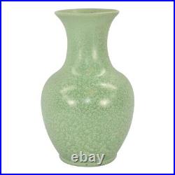 Haeger 1920s Vintage Art Pottery Geranium Leaf Frosted Matte Green Ceramic Vase