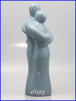 Haeger Art Pottery Modern Deco Blue Lovers Embrace Tall Ceramic Sculpture 6055
