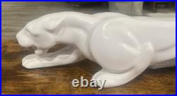 Hager Art Deco Pottery Ceramic White Panther Jaguar 23 Copyright Date 1993