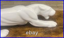 Hager Art Deco Pottery Ceramic White Panther Jaguar 23 Copyright Date 1993