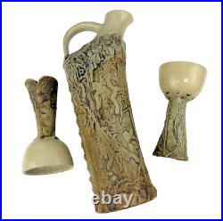 Hand Built SCULPTURAL MiD Century MoDerN Ceramic DECANTER Carafe ART Pottery