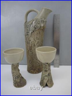 Hand Built SCULPTURAL MiD Century MoDerN Ceramic DECANTER Carafe ART Pottery