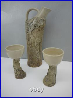 Hand Built SCULPTURAL MiD Century MoDerN Ceramic DECANTER Carafe ART Pottery