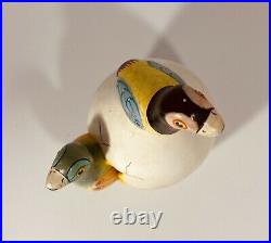 Hand Made Ceramic Hatching Egg Art Two Parrot Birds Mexico