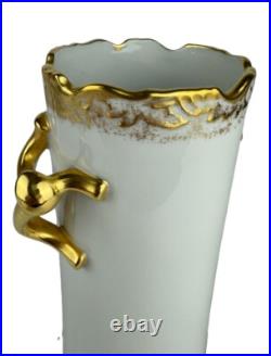 Hand Painted Gold Trimmed Ceramic Vase -Signed E. Fountain