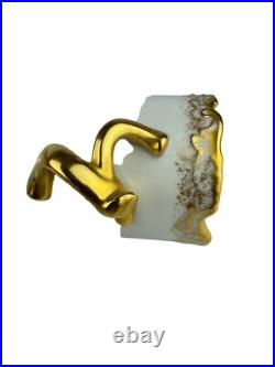 Hand Painted Gold Trimmed Ceramic Vase -Signed E. Fountain