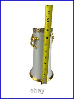 Hand Painted Gold Trimmed Ceramic Vase -Signed E. Fountain