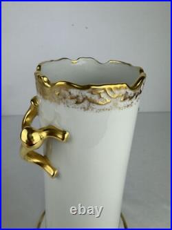Hand Painted Gold Trimmed Ceramic Vase -Signed E. Fountain