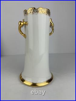 Hand Painted Gold Trimmed Ceramic Vase -Signed E. Fountain