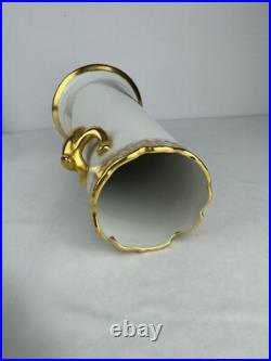 Hand Painted Gold Trimmed Ceramic Vase -Signed E. Fountain