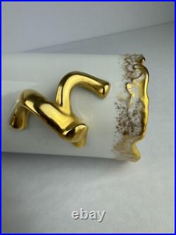 Hand Painted Gold Trimmed Ceramic Vase -Signed E. Fountain