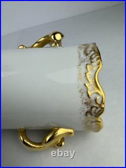 Hand Painted Gold Trimmed Ceramic Vase -Signed E. Fountain