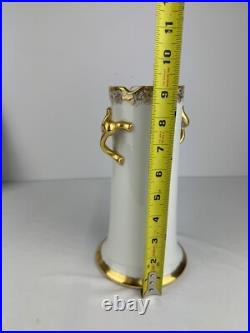 Hand Painted Gold Trimmed Ceramic Vase -Signed E. Fountain