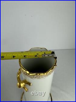 Hand Painted Gold Trimmed Ceramic Vase -Signed E. Fountain