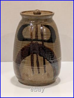 Hand Thrown Art Pottery Vase Glazed Gray Brown Blue Signed Charlie