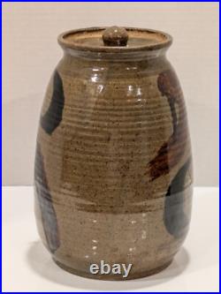 Hand Thrown Art Pottery Vase Glazed Gray Brown Blue Signed Charlie