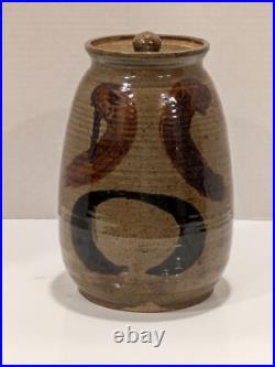 Hand Thrown Art Pottery Vase Glazed Gray Brown Blue Signed Charlie