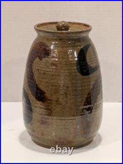 Hand Thrown Art Pottery Vase Glazed Gray Brown Blue Signed Charlie