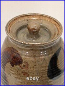 Hand Thrown Art Pottery Vase Glazed Gray Brown Blue Signed Charlie