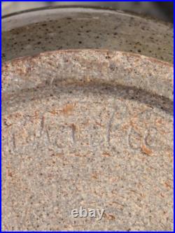 Hand Thrown Art Pottery Vase Glazed Gray Brown Blue Signed Charlie
