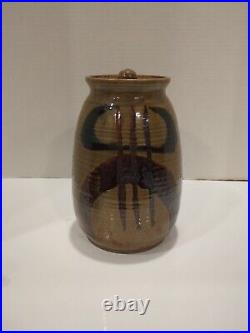 Hand Thrown Art Pottery Vase Glazed Gray Brown Blue Signed Charlie