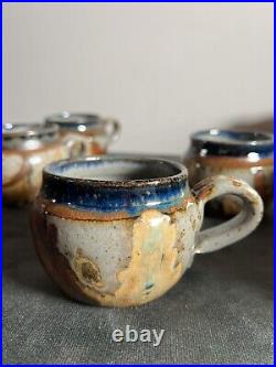 Handmade Art Pottery Ceramic Jim Lauer Glazed Blue Brown Drip Mug Coffee Cup (4)