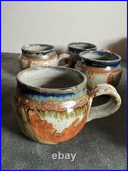 Handmade Art Pottery Ceramic Jim Lauer Glazed Blue Brown Drip Mug Coffee Cup (4)