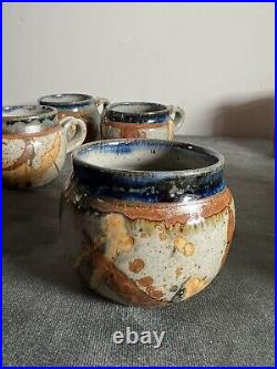 Handmade Art Pottery Ceramic Jim Lauer Glazed Blue Brown Drip Mug Coffee Cup (4)