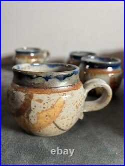 Handmade Art Pottery Ceramic Jim Lauer Glazed Blue Brown Drip Mug Coffee Cup (4)