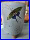 Handmade Ceramic Art Pottery Planter Butterfly Glossy Blue Brown Drainage Hole