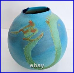 Handmade Ceramic Pottery Blue Vase by Patrick Crabb