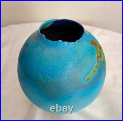 Handmade Ceramic Pottery Blue Vase by Patrick Crabb