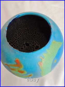 Handmade Ceramic Pottery Blue Vase by Patrick Crabb