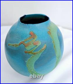 Handmade Ceramic Pottery Blue Vase by Patrick Crabb