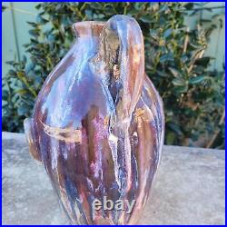 Handmade Clay Folk Art Pottery Ceramic Face Jug with Pipe by Billy Joe Craven
